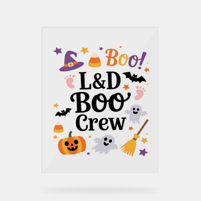 Labour and Delivery Nurse Halloween Pumpkin Ghost  Acrylic Sign (Front)