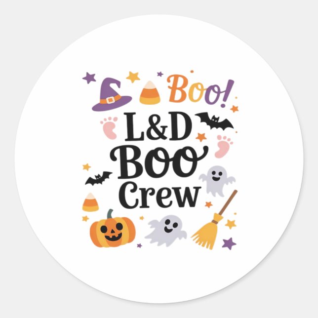 Labour and Delivery Nurse Halloween Pumpkin Ghost  Classic Round Sticker (Front)
