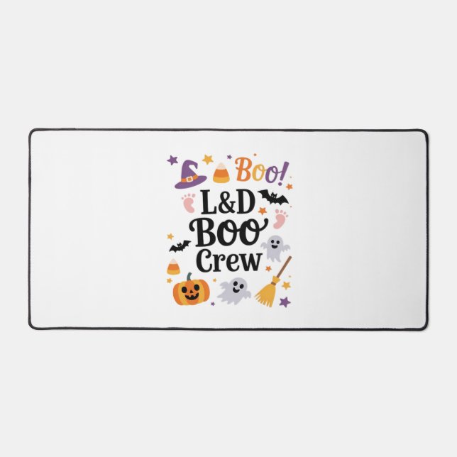 Labour and Delivery Nurse Halloween Pumpkin Ghost  Desk Mat (Front)