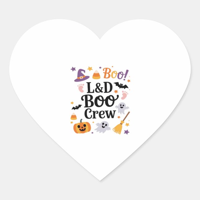Labour and Delivery Nurse Halloween Pumpkin Ghost  Heart Sticker (Front)
