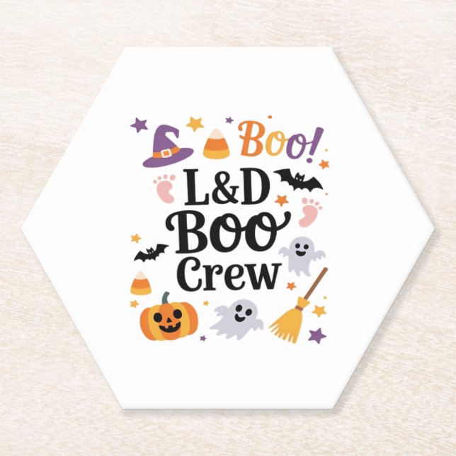 Labour and Delivery Nurse Halloween Pumpkin Ghost  Paper Coaster (Front)