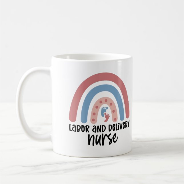 Labour and delivery nurse Rainbow Nurse gifts Coffee Mug (Left)