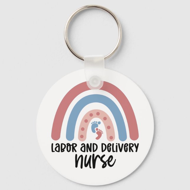 Labour and delivery nurse Rainbow Nurse gifts Key Ring (Front)