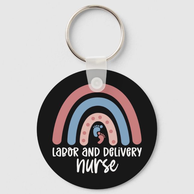 Labour and delivery nurse Rainbow Nurse gifts Key Ring (Front)