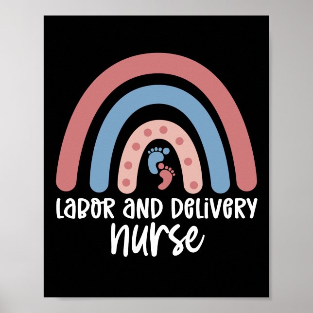 Labour and delivery nurse Rainbow Nurse gifts Poster (Front)