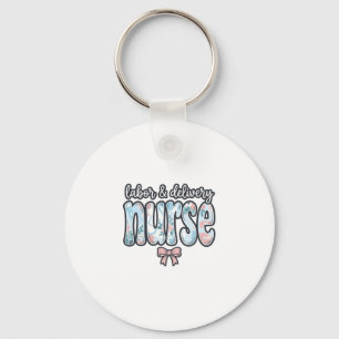 Labour and Delivery Nurse Vintage Floral Shirt Des Key Ring