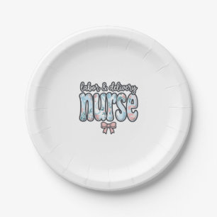 Labour and Delivery Nurse Vintage Floral Shirt Des Paper Plate