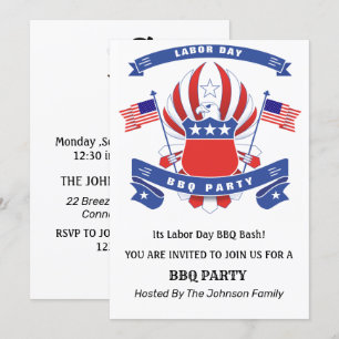 Labour Day American Eagle BBQ Party   Invitation