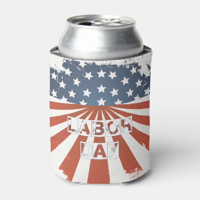 Labour Day American Flag Can Cooler (Can Front)