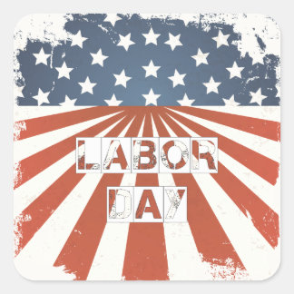Labour Day American Flag Square Sticker