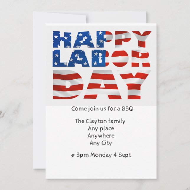 Labour Day BBQ invitation (editable) (Front)