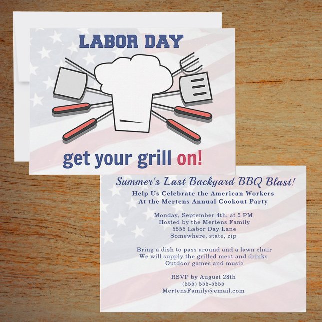 Labour Day BBQ Party Family Summer Grill Blast Invitation (Labor Day BBQ Family Summer Grill Blast Invitation)