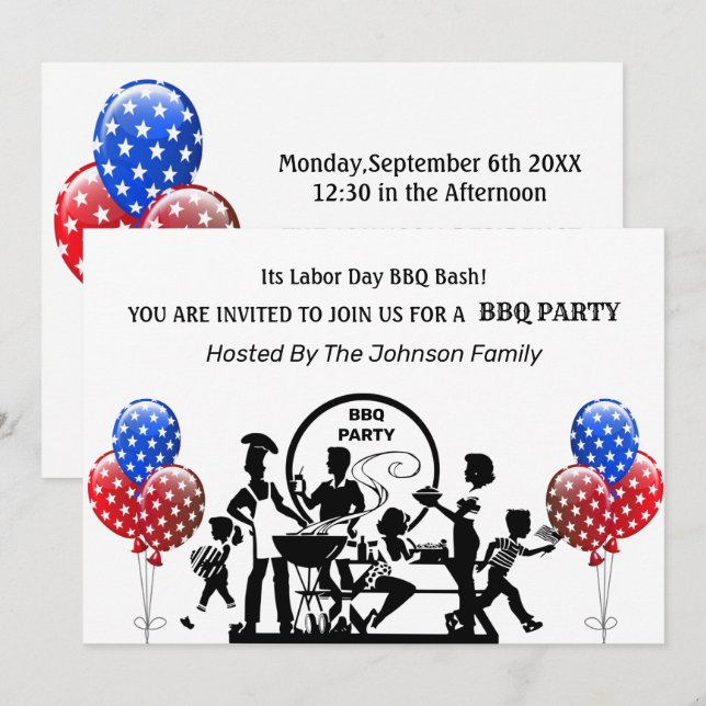 Labour Day BBQ Party Invitation (Front/Back)