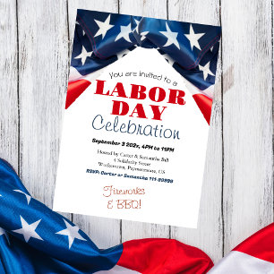 Labour Day BBQ Party Worker Patriotic American fla Invitation