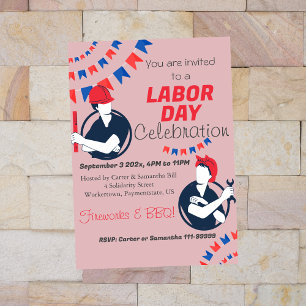 Labour Day BBQ Party Worker Patriotic Summer Invitation