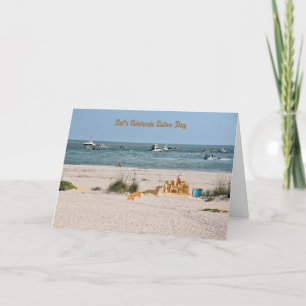 Labour Day Card with Beach & Boats