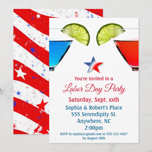 Labour Day Cocktail Party Invitation (Front/Back)