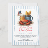 Labour Day Crab Feast Invitation Patriotic Seafood