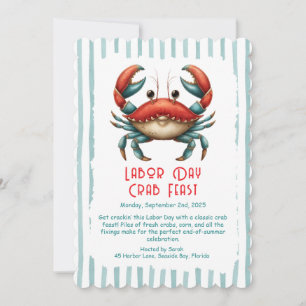 Labour Day Crab Feast Invitation Patriotic Seafood
