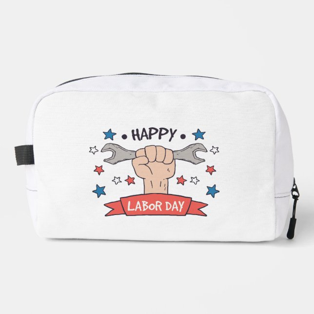 Labour Day Graphic Badge Colour Design Dopp Kit (Front)