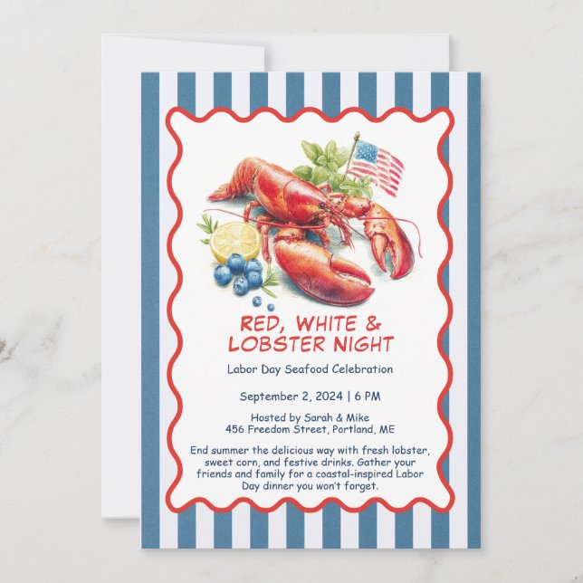Labour Day Lobster Boil Invitation – Patriotic  (Front)