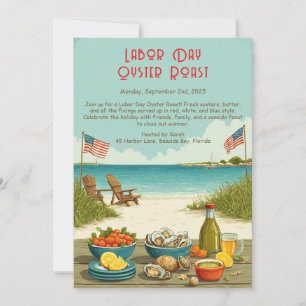 Labour Day Oyster Roast Invitation  Patriotic Coas