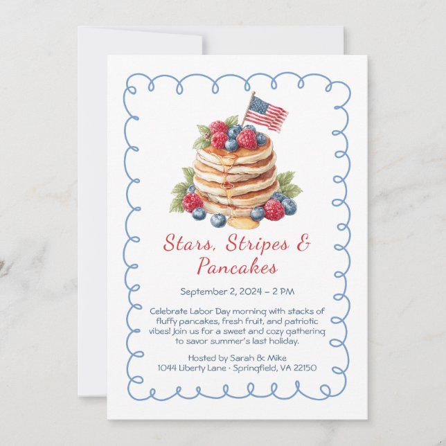 Labour Day Pancake Brunch Invitation – Patriotic  (Front)