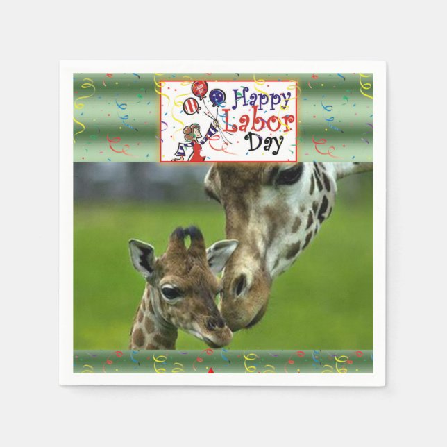 Labour Day Paper Napkins Giraffe (Front)