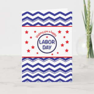 Labour Day, Patriotic Chevron Stripes, Stars RW&B Card