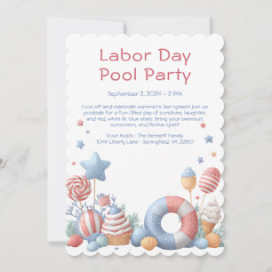 Labour Day Pool Party Red White and Blue Invitatio Invitation