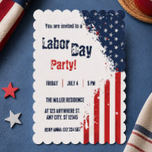 Labour Day Red White Blue USA Flag Party