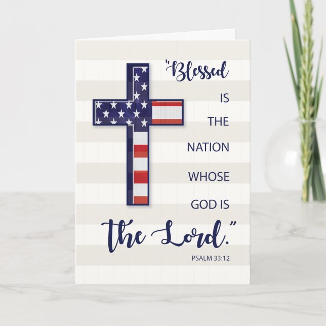 Labour Day Religious Scripture Flag Cross Card (Front)