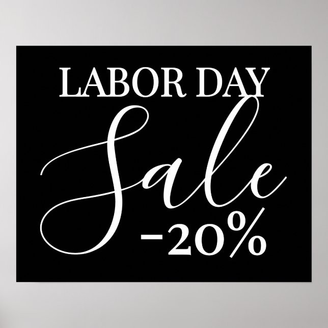 Labour Day Sale Sign, 20% Off Retail Sales Poster (Front)