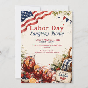 Labour Day Sangria Picnic – Patriotic Invitation