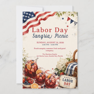 Labour Day Sangria Picnic – Patriotic Invitation