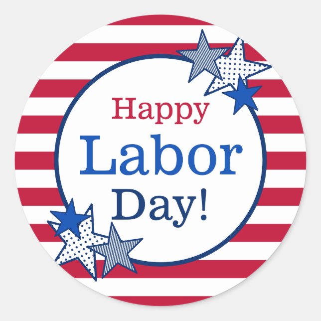Labour Day Stars and Stripes Cool Modern Patriotic Classic Round Sticker (Front)
