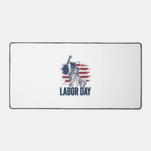 Labour Day Statue of Liberty Patriotic Worker Desi Desk Mat