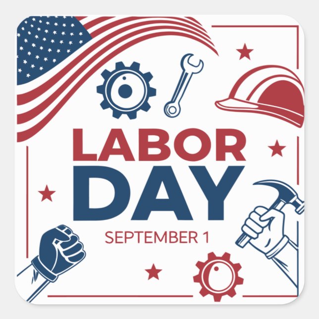 Labour Day Sticker – Patriotic Workers Celebration (Front)