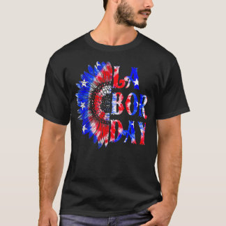 Labour Day Sunflower USA Flag Happy Labour Day  T-Shirt