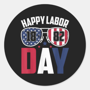 Labour Day Sungles 1882 American Flag Men Women Ki Classic Round Sticker