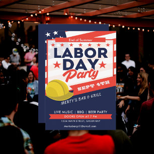 Labour Day USA Flag Hard Hat Party Event Invitatio Holiday Card