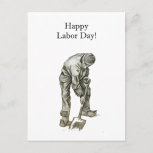 Labour Day Van Gogh Working Man Drawing Postcard