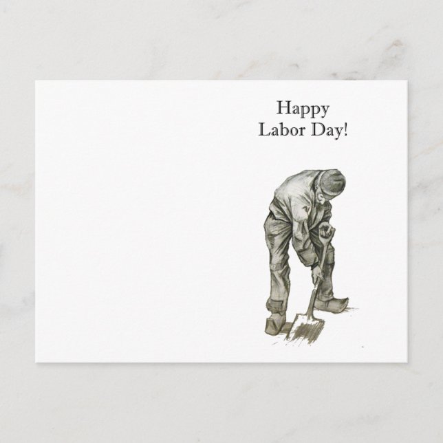 Labour Day Van Gogh Working Man Drawing Postcard (Front)