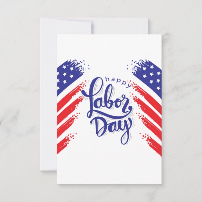 Labour Day with USA falg Thank You Card (Front)