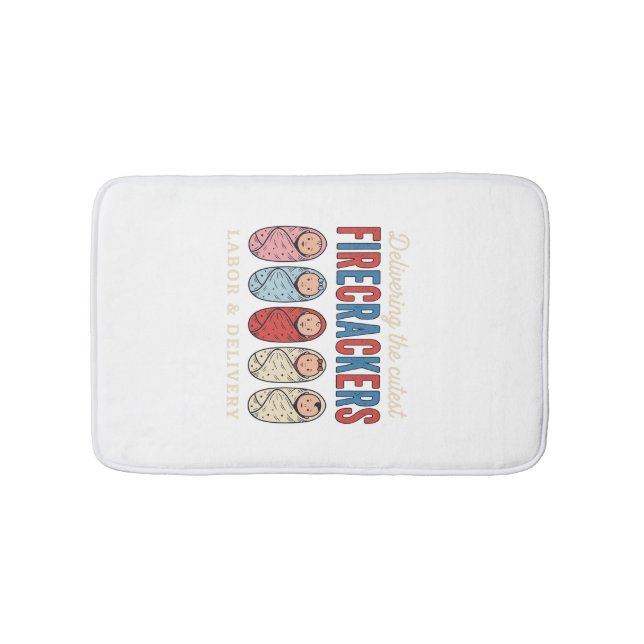 Labour & Delivery Firecrackers Cute Baby Nurse Des Bath Mat (Front)