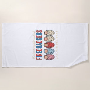Labour & Delivery Firecrackers Cute Baby Nurse Des Beach Towel