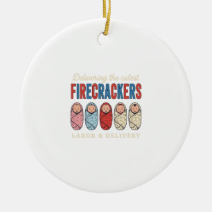 Labour & Delivery Firecrackers Cute Baby Nurse Des Ceramic Tree Decoration