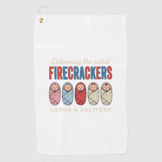Labour & Delivery Firecrackers Cute Baby Nurse Des Golf Towel