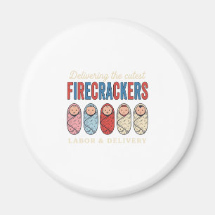 Labour & Delivery Firecrackers Cute Baby Nurse Des Magnet