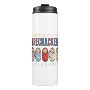 Labour & Delivery Firecrackers Cute Baby Nurse Des Thermal Tumbler